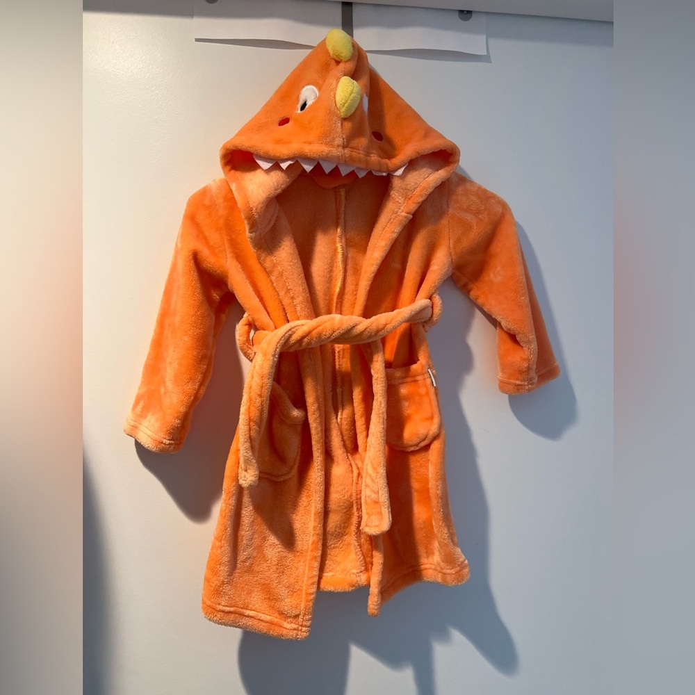 Orange Dinosaur Hooded Bathrobe kid size 3-5T